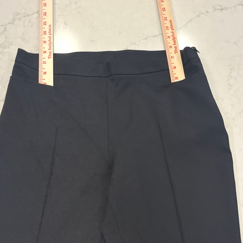 Akris Punto Straight Leg Dress Pants Women 8 Black Side Zip Ankle Pocket Stretch - Picture 8 of 14